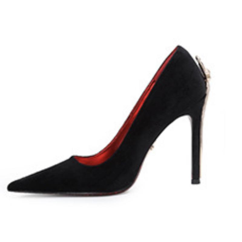 New red-soled scepter high heels women's thin heels pointed waterproof table black sexy royal sister wind single shoes