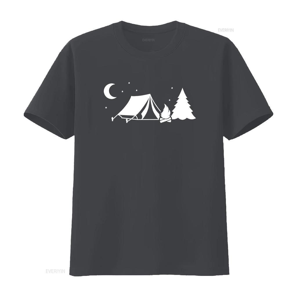 Womens Camping T Shirt Black 2XL vintage Washed Slightly Stylish Top For Everyday Wear Breathable homme designer clothes Unisex