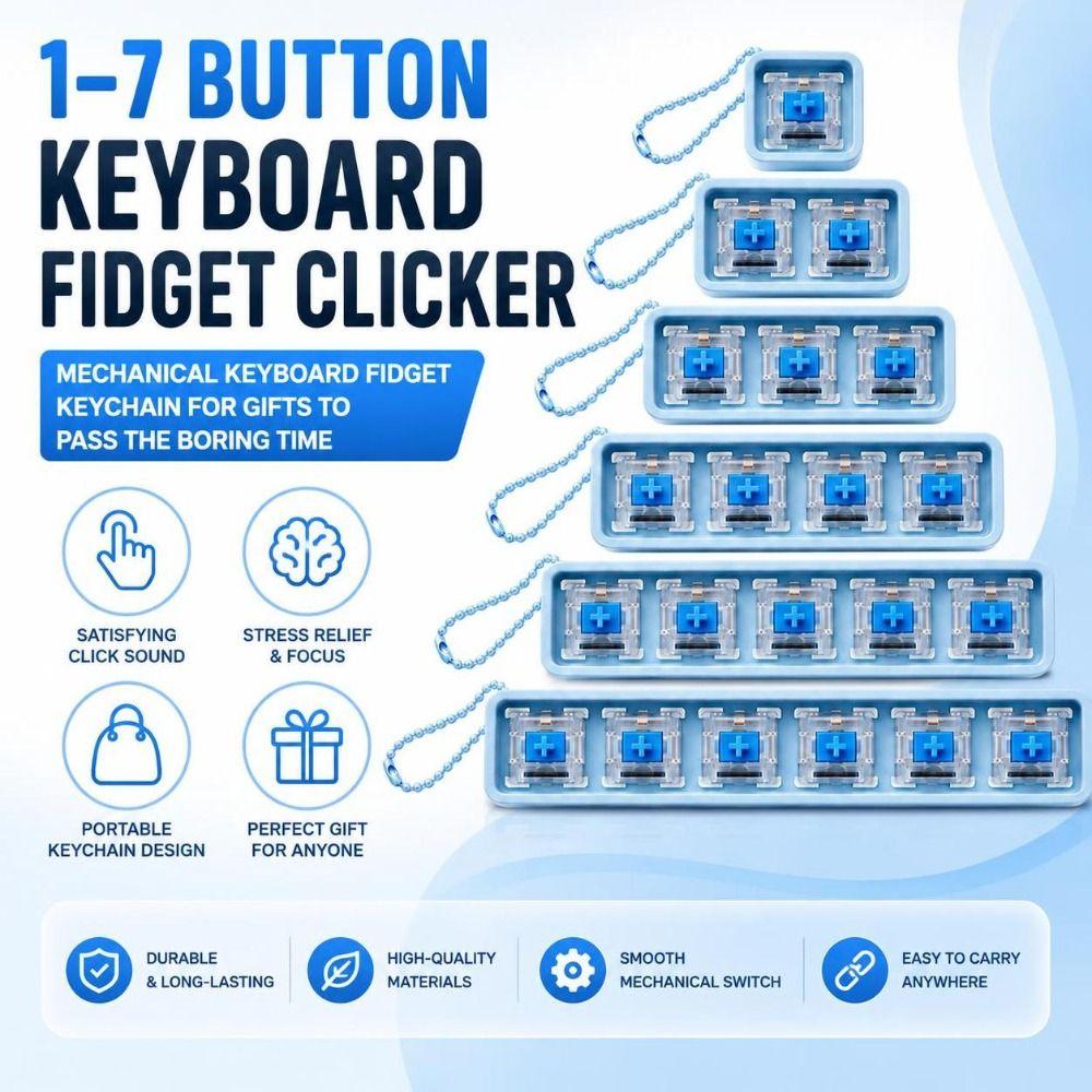 Keychain Attachment Mechanical Fidget Keychain Clicky Switch Finger Stress Toy Pass Boring Time