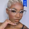 Cat-Eye Semi-Rimless Large Anti-Blue Light Eyeglass Frames, 2023 Retro Trend, European & American Style.