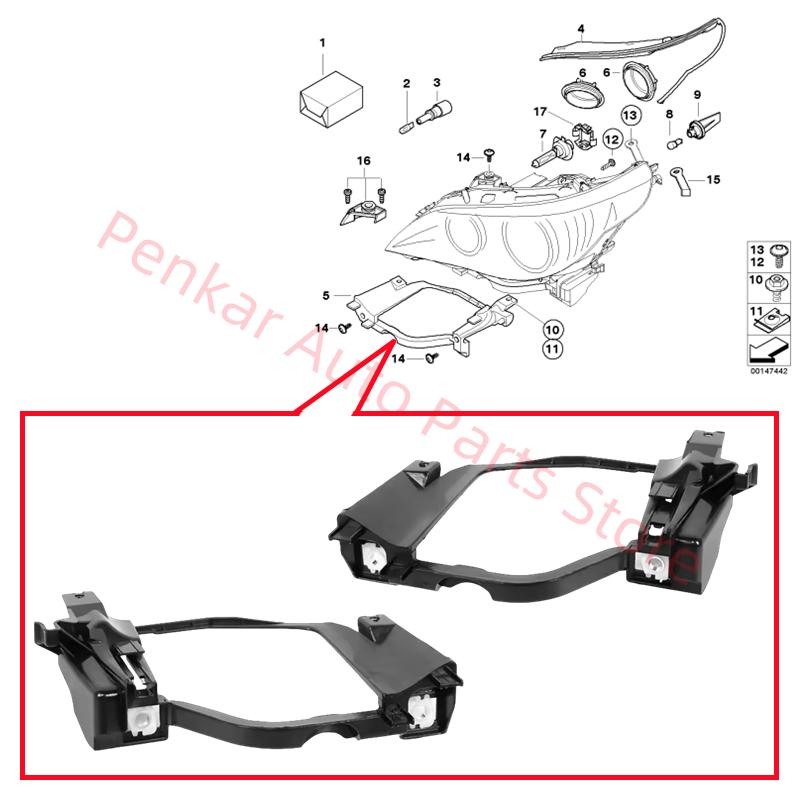 63126936089 63126936090 Кронштейн фары Подходит для BMW E60 E61 520 523 525 530 535 540 545 550 M5