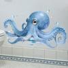 Large Blue Octopus Wall Sticker Ocean Animal Wall Decal Peel And Stick Art Mural for Bathroom Kitchen Living Room Summer Wall