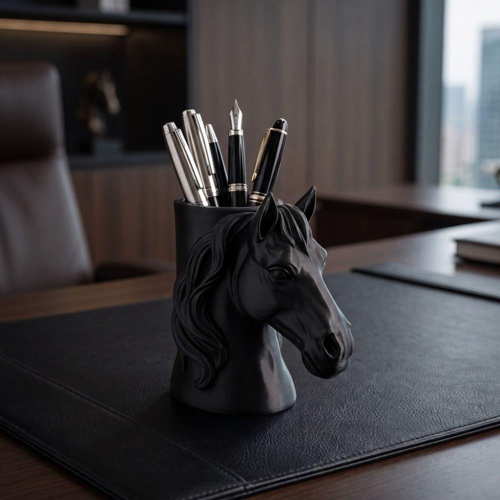 Multifunctional Storage Box 3D Printed Makeup Brush Holder Home Decor Horse-Shaped Pen Holder Home