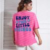 Женские футболки с надписью «Наслаждайтесь мелочами», свободная одежда большого размера, дышащий хлопок с короткими рукавами и круглым вырезом