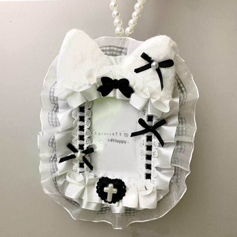 Plush Lace Photocard Holder Lolita Anime Kpop Idol Display Card Protector for Collectors Photo Safe Storage