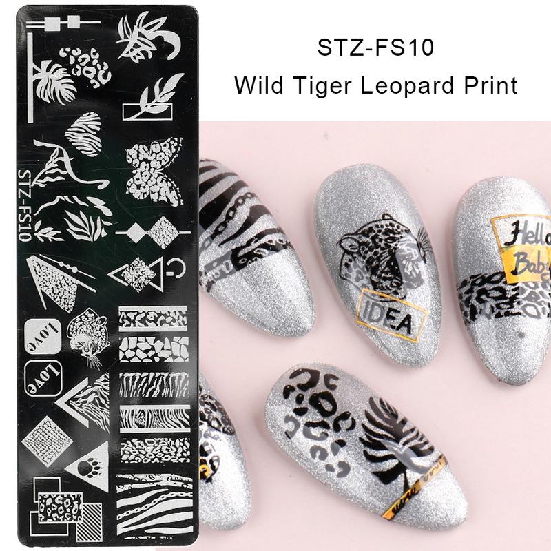 1 Pc Snake Nail Art Stamping Plates Wild Animal Prints Leopard Tiger Skins Nail Stencils Flower Lace Stamping Templates