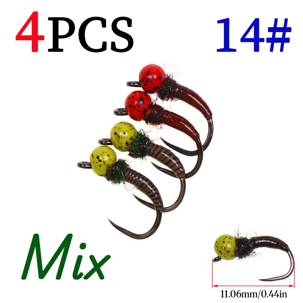 3 шт./4 шт. #12 #14 Быстро тонущие офсетные джиг-головки с вольфрамовой бусинкой без бородки, нимфы пердигон для ловли форели, черные с пятнышками