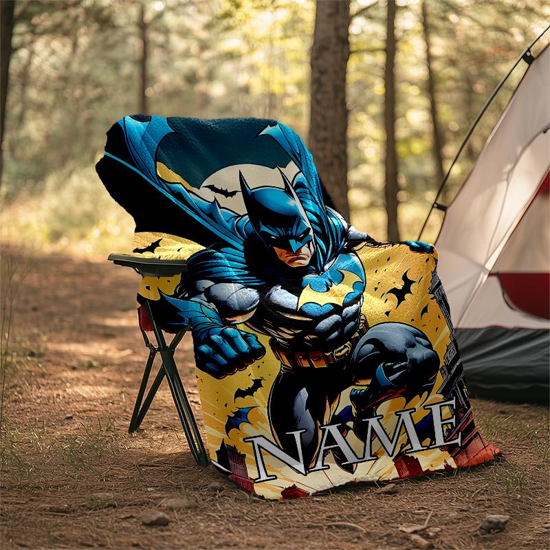 Personalized Custom Name Blanket - Batman Print Design,Blanket for Sofa,Bed,Travel,Camping - Soft and Warm, Great Gift