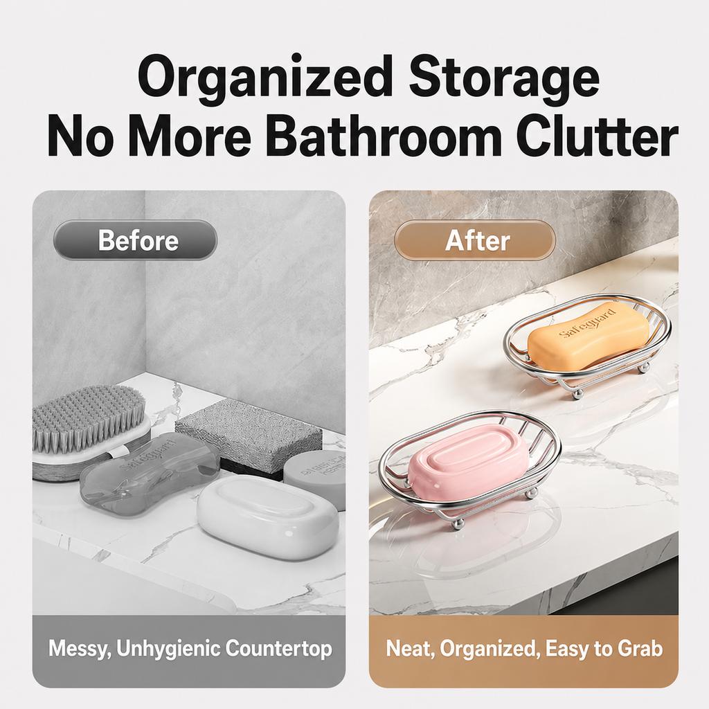 Countertop Storage Rack Corrosion Resistant Bathroom Shelf Soap Dish Stainless Steel Soap Storage Rack For Small Cleaning Tools