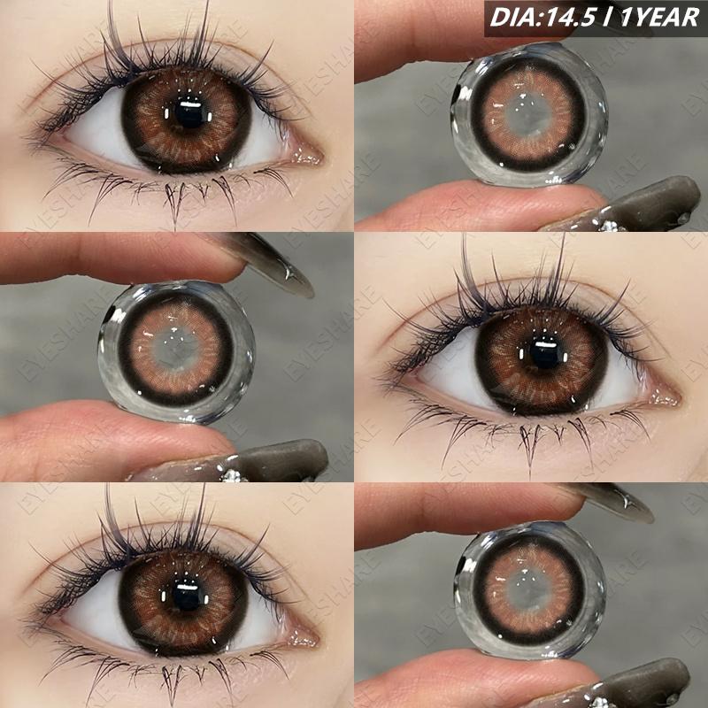 Eyeshare Various Styles of Colored Contact Lenses, Sweet and Cute Pink Contact Lenses, Gentle and Smart Blue and Gray Lenses, 2 Pieces/Pair Per Year