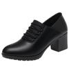 Fashion Autumn Winter Soft Sole Soft Leather Comfortable Thick Heel Shoes Middle Deep Mouth Fashion Women's Elegant Single Shoes Daily