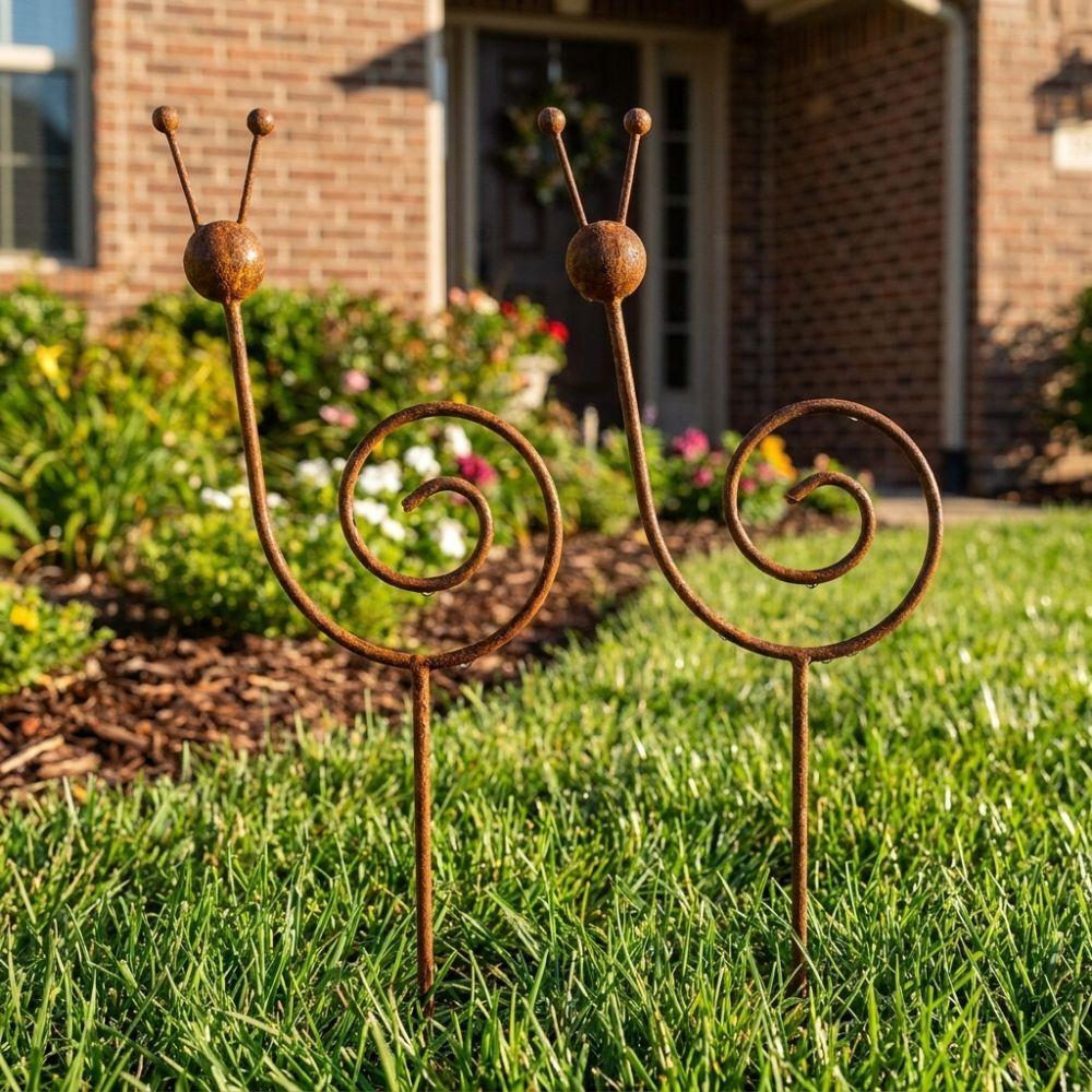 Rustproof Snail Shape Yard Art Weather Resistant Plant Snail Stake Patio Porch