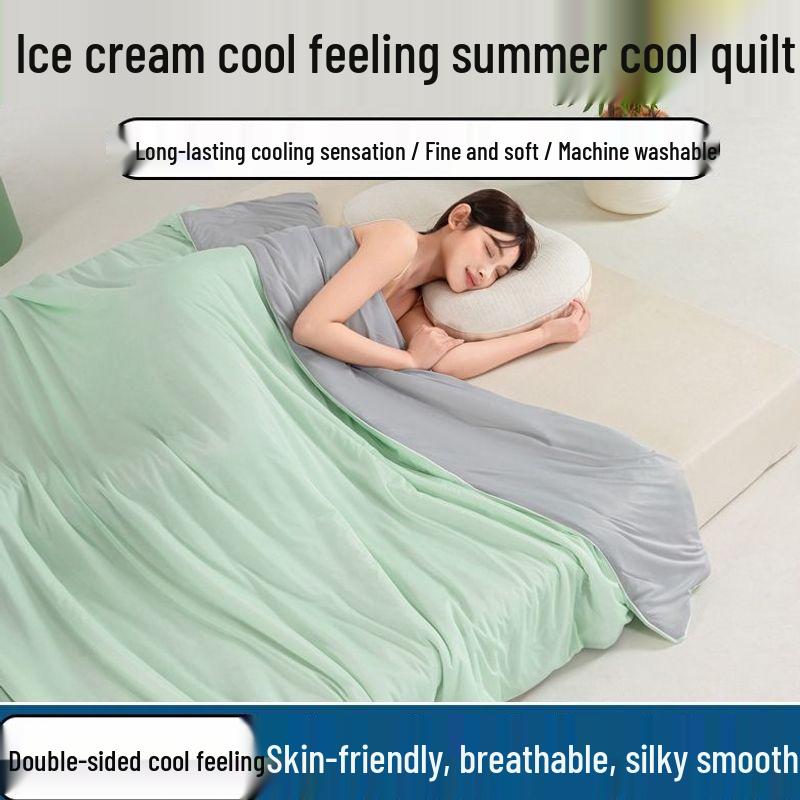 Silk Cool Summer Quilt for Mother & Baby - Single/Double, Machine Washable for Dorms & Homes