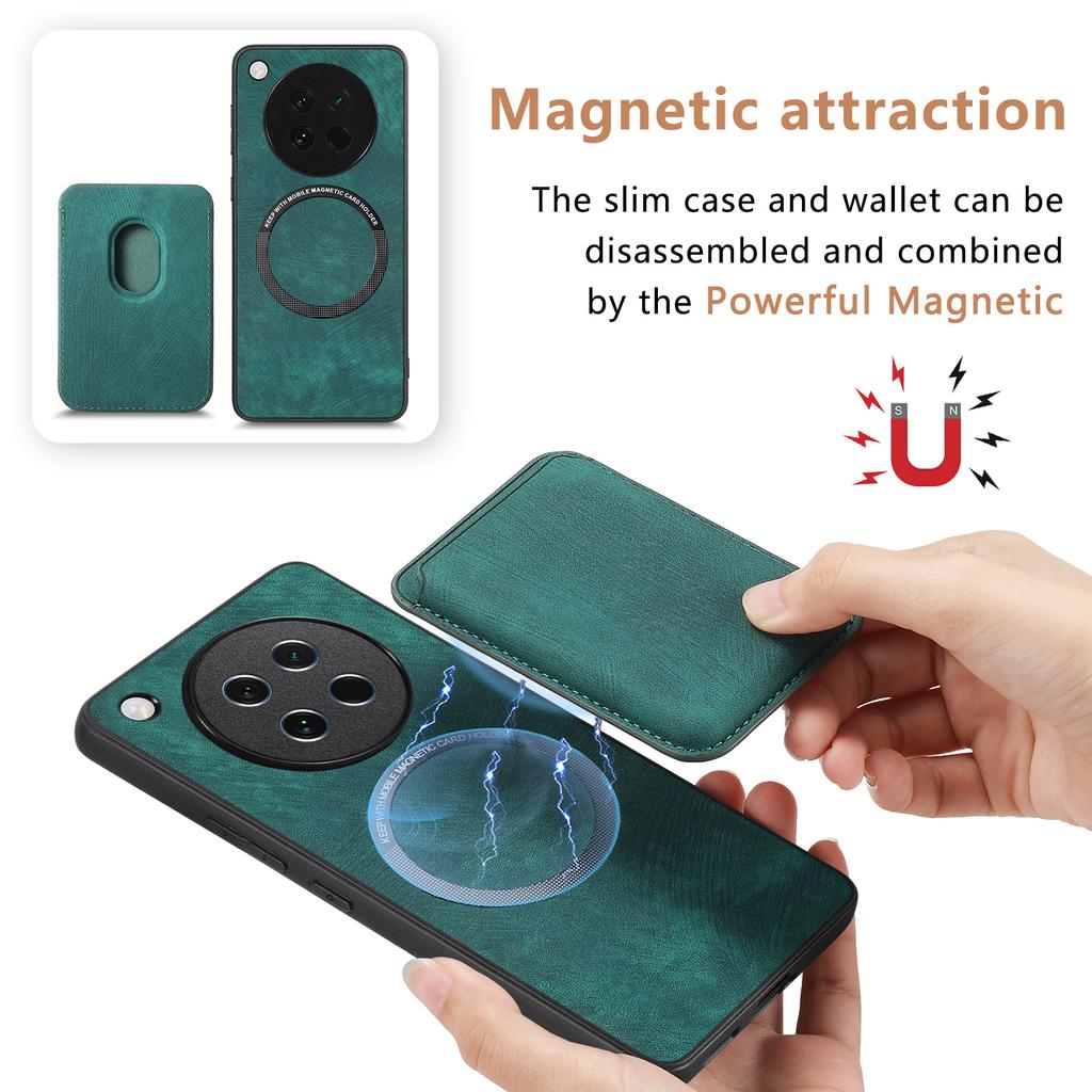 For Oppo Find X8s 5G Magnetic Case Leather Back Cover with Detachable Card Holder