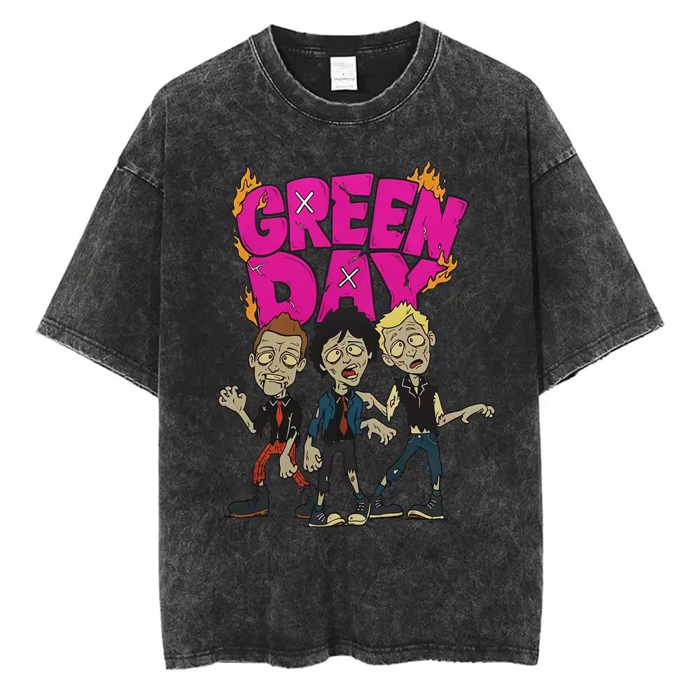 Стирка Винтажные Панк-группа Green Day Kerplunk Графические Футболки Мужские Женские Готический Рок Ретро Футболки Мужские s Оверсайз Футболки
