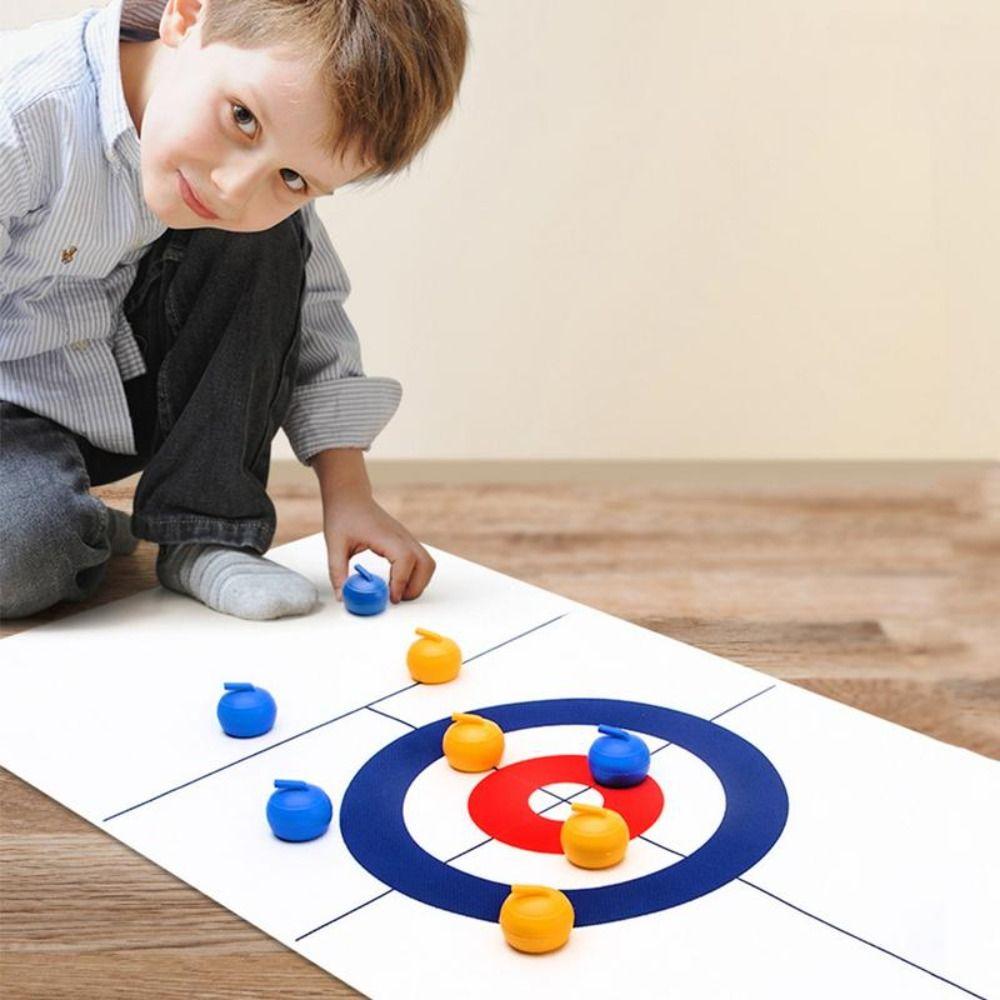 1 Set Mini Shuffleboard Curling Game Foldable Tabletop Curling Game Kids & Adults