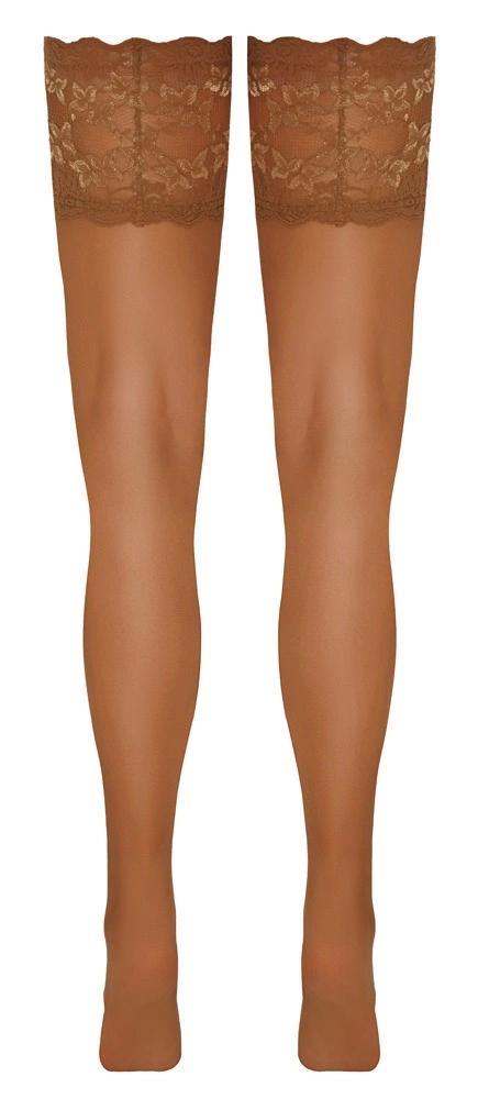 Cottelli LEGWEAR - Beige Stay-Up Stockings with Wide Lace 5
