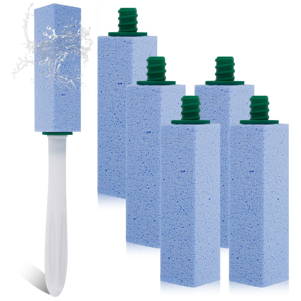 6Pcs Pumice Stone Toilet Brush High Density Pumice Stone Bathroom Cleaner Brush with 1 Detachable Handle for Toilet Sink Tile