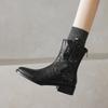 Мода НОВЫЕ Осенние Женские Ботинки Обувь из Натуральной Кожи для Женщин Круглый Носок Массивный Каблук Обувь Короткие Ботинки в Западном Стиле Повседневная Обувь Ботинки на Молнии