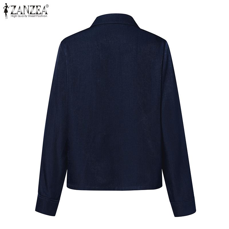 ZANZEA Женская повседневная блузка с отложным воротником и длинным рукавом