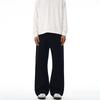 Mens Black Cotton Straight-Leg Flared Casual Pants Streetwear Slim Fit Winter