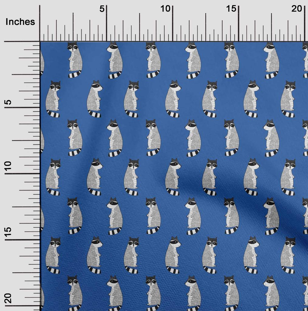 oneOone Cotton Flex Aqua Blue Fabric Racoon Animal Sewing Fabric By The Yard Printed Diy Clothing Sewing Supplies 40 Inch