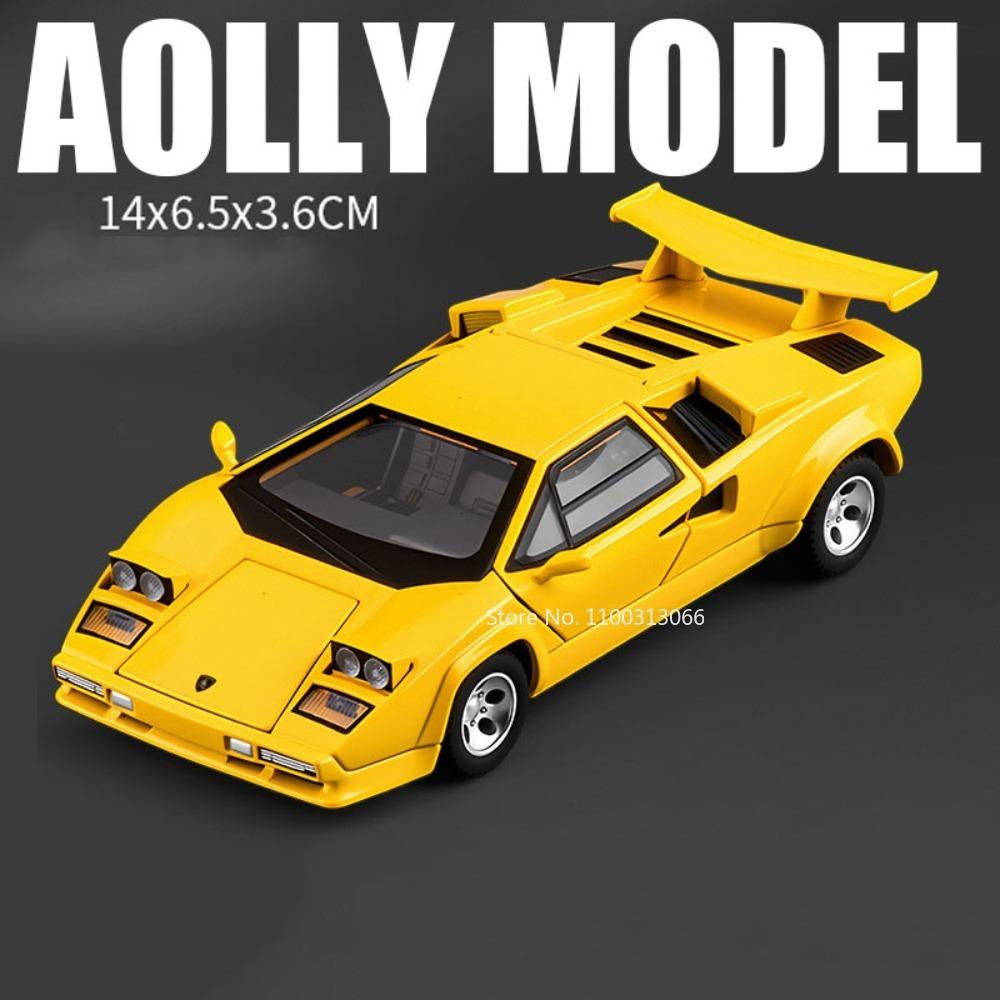 1:32 Alloy Lambor Countach LP500S Viper Cars Models Toy Rubber Tires Miniature Sports Car Wheel Pull Back Vehicle Model Ornament