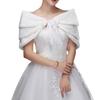Women White Faux Fur Bridal Wrap Stole Shawl Wedding Artificial Embellishment Winter Jacket Coat
