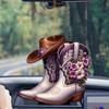 Colorful Floral and Hat Cowboy Boot Pendant - Multifunctional Acrylic Flat 2d Pendant for Cars, Backpacks, Keychains - Perfect Holiday Gift