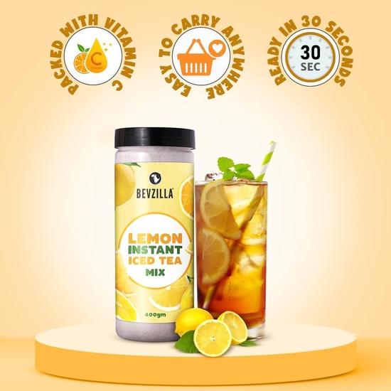 Bevzilla Lemon Instant Iced tea Mix - 400 Grams | Perfect For Summers| Refreshing| Instant