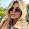Fashion Small Square Women's Sunglasses Luxury Brand Metal Half Frame Sunglasses Woman Trend  Vintage Black Pink Shades