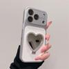 Чехол-подставка с зеркалом и блестками в виде сердца для iPhone 13/14/15/16/17 Pro Max