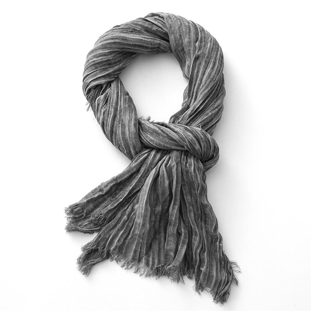 Fashion Crinkle Cotton Linen Scarf for Men Women Soft Warm Pashmina Short Tassel Scarves Male Accessories Bufandas Shawls