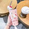 Нетоксичный 600 мл Термокружка Sanrio Кавайная Хелло Китти Куроми Мелоди Студенческий Детский Подарок Аниме Мультфильм Милый Портативный Соломинка Большая Вместимость