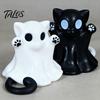 3D Printed Cat Figure Ghost Figure, Decorative Ornament, Smooth Surface Integrated Molding Ornament Mini Desktop Decoration Halloween Gift for Lovers