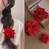 Тканевая красная роза атмосфера боковая заколка интернет-знаменитость то же фото хвостик клип утиный клюв маленькая свежая и сладкая заколка