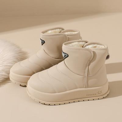 Зимние Толстые Плюшевые Теплые Снежные Ботинки Женские На Липучках На Плоском Каблуке Хлопковые Ботинки Женские Нескользящие Ботильоны Женские Черные