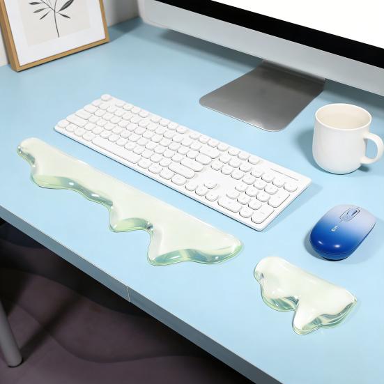 2 Pcs Gel Wrist Rest Set Clear Wrist Pad for Keyboard with Mouse Wrist Rest Ergonomic Hand Wrist Support Pad for Computer Laptop Office Gaming