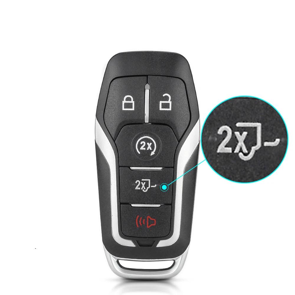 KEYYOU For 2015 2016 2017 Ford F-150 Explorer Edge Mustang Fusion Fob 3/4/5 Buttons Remote Smart Car Key Shell Case
