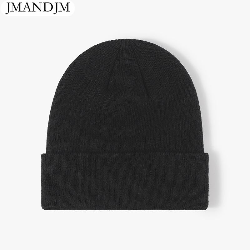 Available Autumn and Winter Warm Thickened Double Beanie Hat Simple Men's Women's Knitted Hat