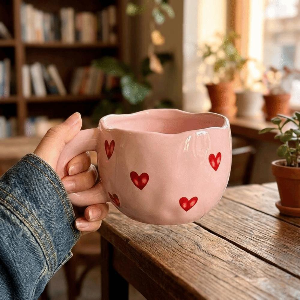 Romantic Milk Mug Adorable Heart Water Cup Breakfast Container Breakfast Cup Office
