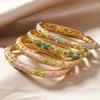 Enamel Hollow Out Flower Bangle Chinese Style Women's Hand Bracelet Vintage Cloisonne Bangle  Girls