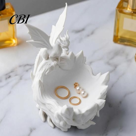 Ring Coin Holder 3D Printed Fantasy Dragon Tray, Gothic Coaster Dish for Keys Lightweight Storage Jewelry Coins, Desk Organizer Home Office,