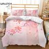 Pink Floral Duvet Cover Japanese Cherry Blossoms Japanese Style Theme Bedding Set Spring Landscape Quilt Cover for Girl Decor