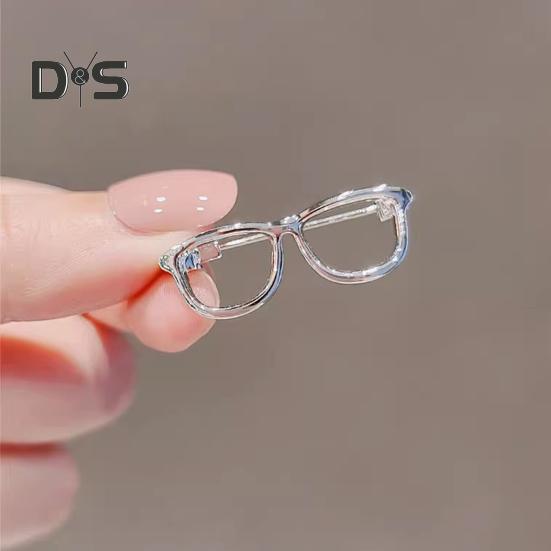 Women Brooch Glasses Shape Decor Stainless Exquisite Anti-slip Wear-resistant Coat Collar Hat Scarf Decoration Clothes Pin Garment Jewelry