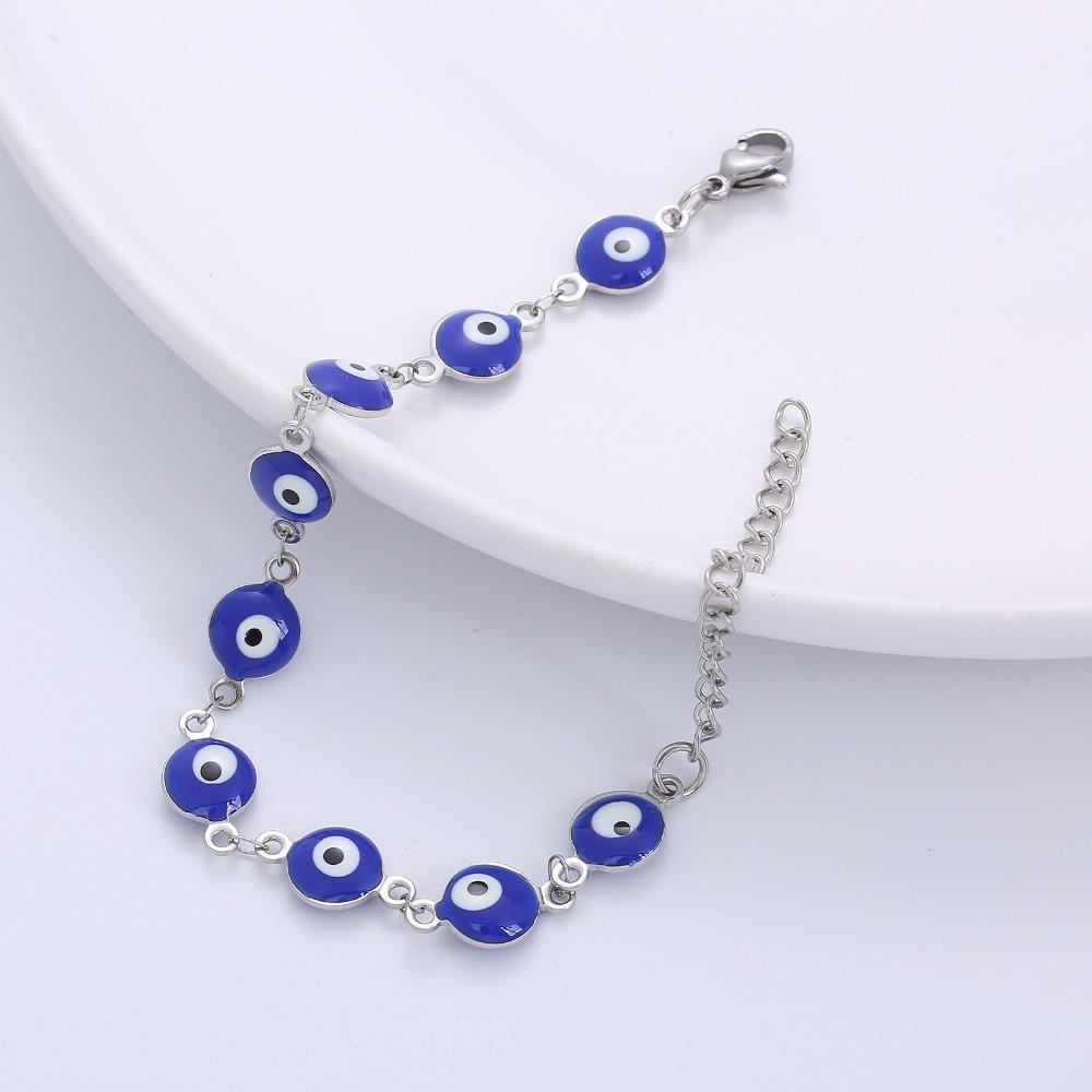 Friendship Turkish Unisex Demon Eye Bracelet Metal Lucky Women Bracelet Korean Style Hand Chain