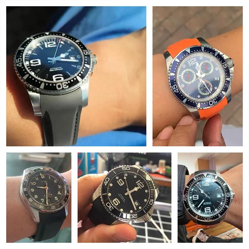 Фторкаучуковый Резиновый Ремешок для Часов 19мм 20мм 21мм 22мм Для Longines HydroConquest L3 GMT Pioneer Zulu Time Ремешки Браслеты