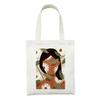 Women Canvas Shopping Bag Art Cartoon Printing Cotton Cloth Shoulder Bag Eco Handbag Tote Reusable Grocery Shopper Bags