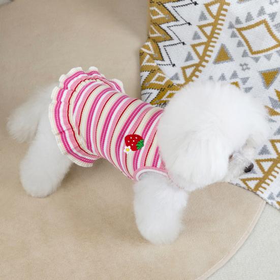 Летнее платье для собак, футболка без рукавов в полоску с клубничным принтом, юбка-пачка для домашних животных, наряд принцессы для маленьких и средних кошек и собак