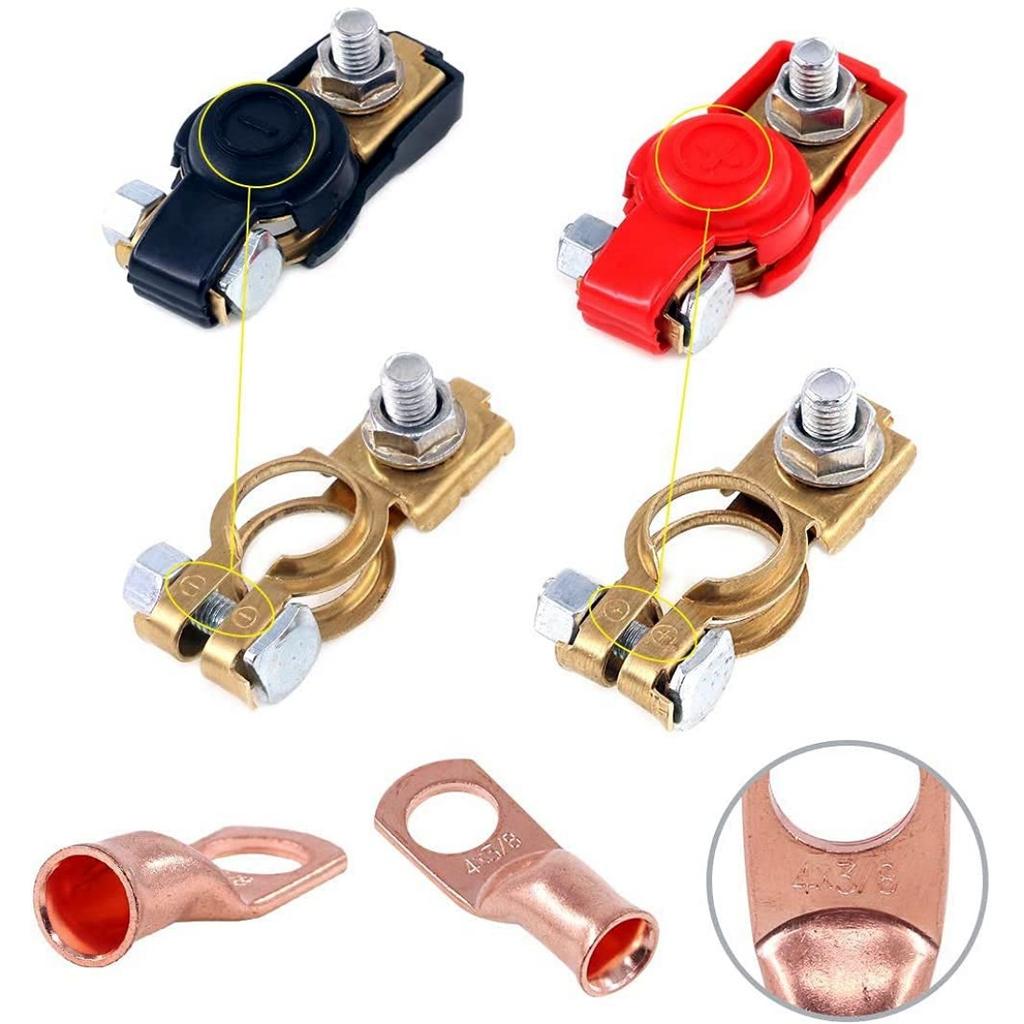 4 шт., клеммы для быстрой разрядки аккумулятора, отрицательные и положительные медные пластины, зажимы для автомобильного аккумулятора, 12 В/24 В/48 В для лодок, грузовиков, фургонов